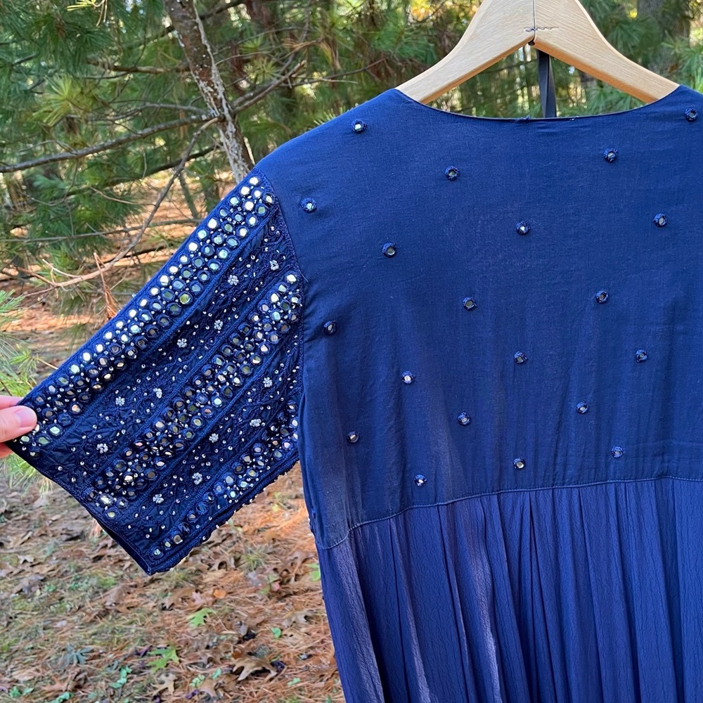90s April Cornell Beaded Mirror Maxi Dress / Formal Gown - Picture 13 of 16